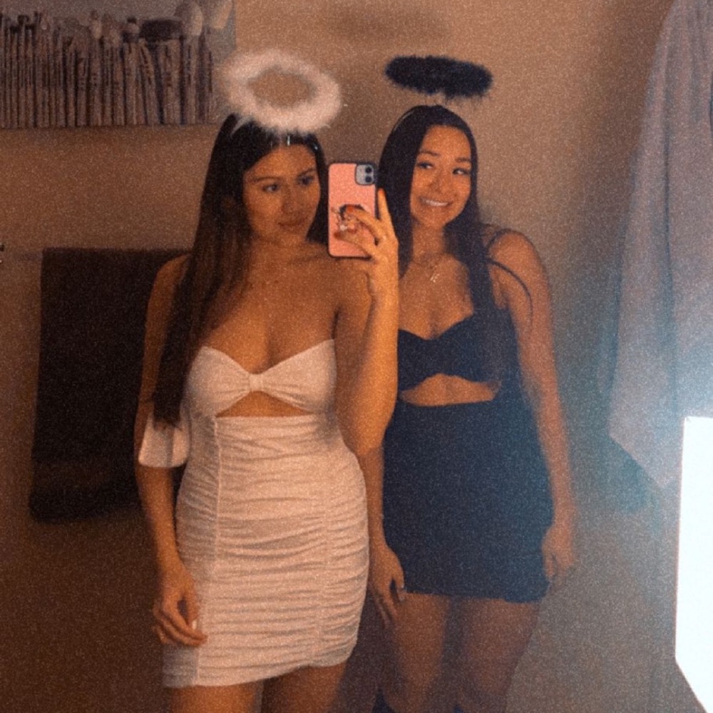 White strapless dress.